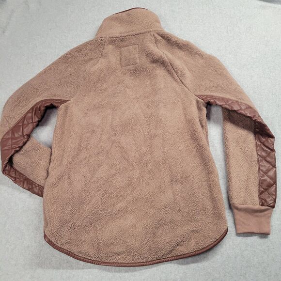 Abercrombie & Fitch Asymmetrical Snap-Up Fleece Sweatshirt Size S Brown Quilted - Picture 9 of 9